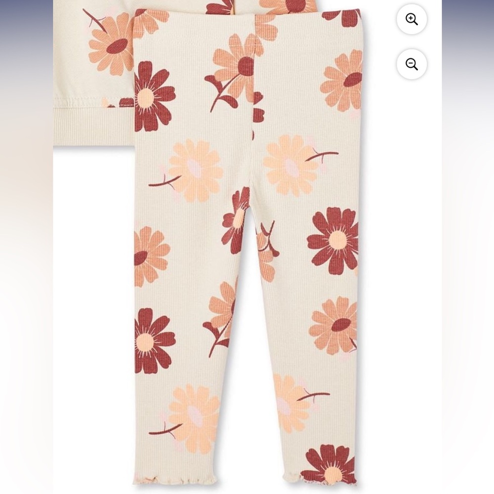 🍓3/$10 NWOT George Kids Leggings with Floral Design - Cream and Brown